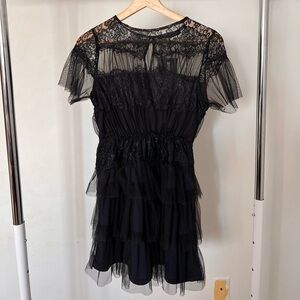 Haute Rouge Black Ruffle Mini Dress